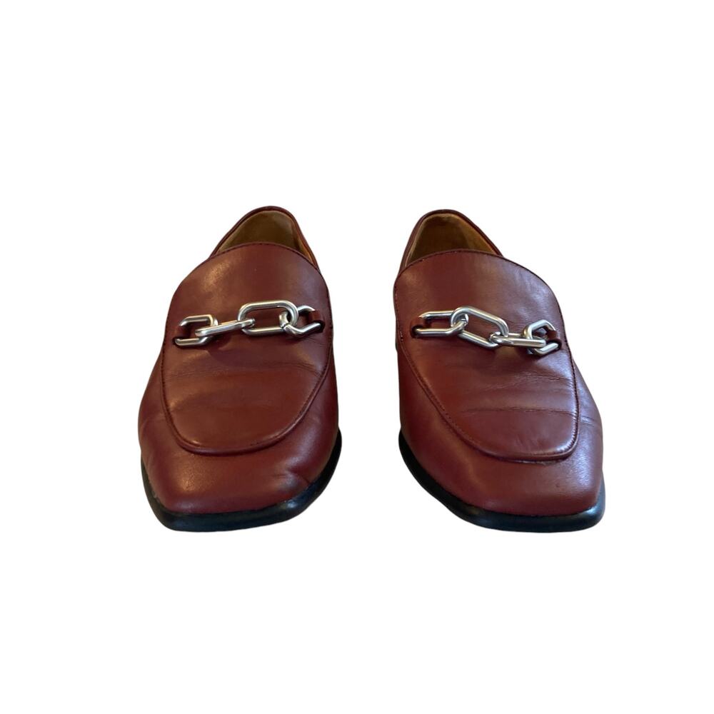 Rag Bone Aslen Leather Loafers Sz 37.5 Russet Red Chain Accent Classic Old Money - Picture 5 of 15